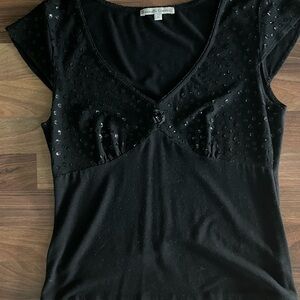 Nanette Lepore Black Sequin Top
